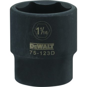 DEWALT DWMT75123OSP Deep Impact Socket, 1-1/16 in Socket, 1/2 in Drive, 6-Point, Vanadium Steel, Chrome Plated