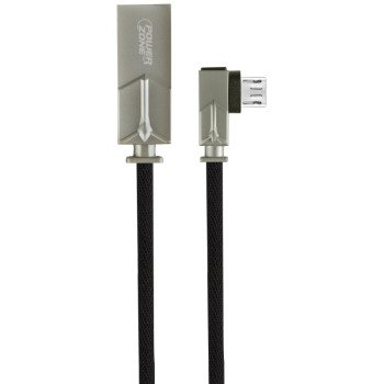 PowerZone T53-MICRO Micro Charging Cable, Aluminum Alloy + Braided Wire, Black, 3 ft L