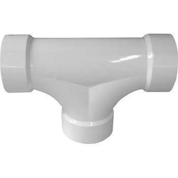 Canplas 193723 2-Way Cleanout Pipe Tee, 3 in, Hub, PVC, White