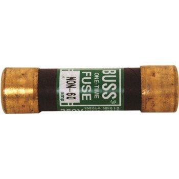 Bussmann NON-60 Fuse, 60 A, 250 VAC, 125 VDC, 50 kA Interrupt, Melamine Body, Cartridge Fuse, 10/PK