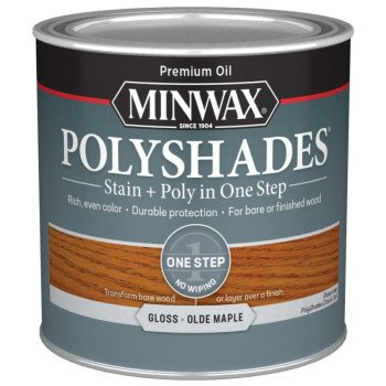 Minwax 214304444 Waterbased Polyurethane Stain, Gloss, Liquid, Olde Maple, 0.5 pt, Can