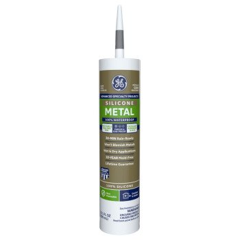 GE Advanced Specialty Metal Silicone 2 2816710 Sealant, Light Gray, 24 hr Curing, 10.1 fl-oz Cartridge