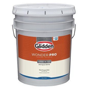 Glidden Wonder-Pro GLWP32AW/05 Interior/Exterior Paint, Semi-Gloss Sheen, Antique White, 5 gal