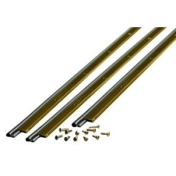 M-D 01271 Jamb Weatherstrip, 7/8 in W, 3/16 in Thick, 84 in L, Aluminum/Vinyl, Bright Gold