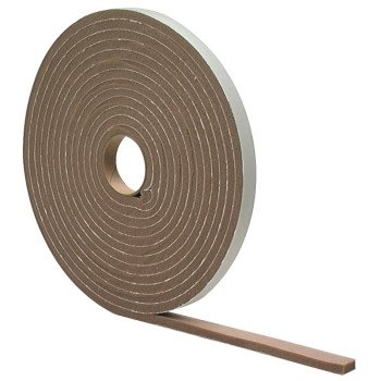 M-D 02816 Foam Tape, 1/2 in W, 17 ft L, 1/4 in Thick, PVC, Brown