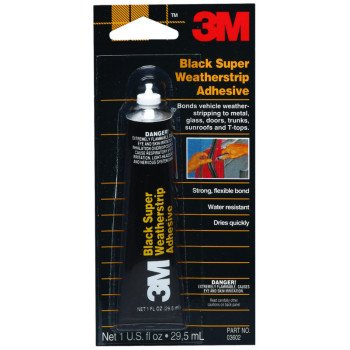 3M 03602 Weatherstrip Adhesive, Liquid, Sweet Petroleum, Heavy Black, 1 oz Tube