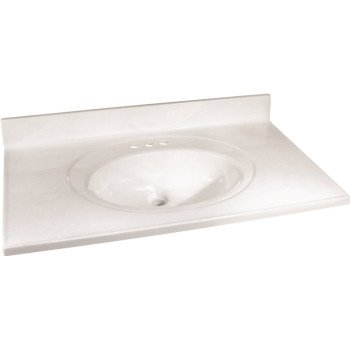 Foremost WW-2237 Vanity Top, 37 in OAL, 22 in OAW, Marble, White, Countertop Edge