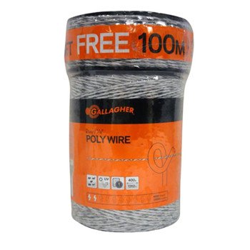 Gallagher G620300 Electric Fence Wire, 2 kV, Stainless Steel Conductor, Polyethylene Insulation, Gray/White