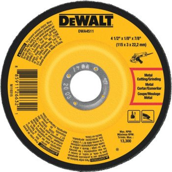 DEWALT DWA4511 Grinding Wheel, Applicable Materials: Ferrous Metal, Stainless Steel, 4-1/2 in Dia