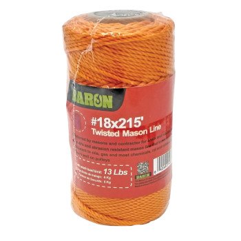 Baron 10812 Twisted Mason Line, #18 Dia, 250 ft L, 13 lb Working Load, Nylon, Orange