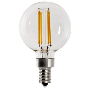 Feit Electric BPG1640950CAFIL/2 LED Light Bulb, Globe, G16 Lamp, E12 Lamp Base, Dimmable, 5000 K Color Temp, 2/PK