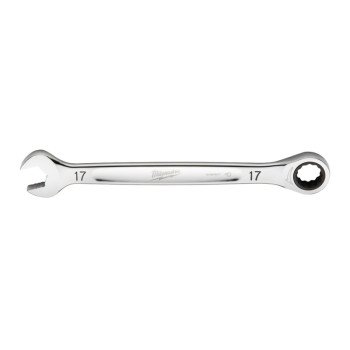 Milwaukee 45-96-9317 Ratcheting Combination Wrench, Metric, 17 mm Head, 9.19 in L, 12-Point, Steel, Chrome