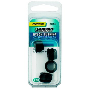 Jandorf 61433 Conduit Bushing, Nylon, Black, 3/8 in Dia Panel Hole, 0.45 in Thick Panel