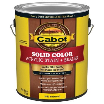 Cabot 1800 Series 140.0001880.007 Solid Color Decking Stain, Low-Lustre, Redwood, Liquid, 1 gal, Can