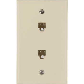 Zenith TW1002DW Telephone Wallplate, 4-1/2 in L, 2-3/4 in W, 2 -Gang, White