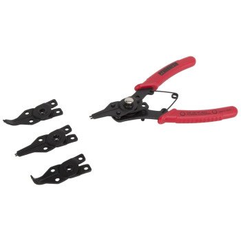 ProSource 10002-PRP-53L Snap Ring Plier Set, 6.125 in OAL, Red Handle, Cushion-Grip Handle, 3/4 in W Tip