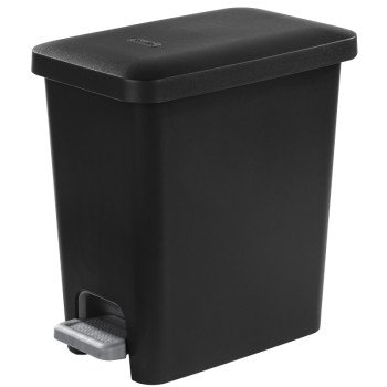 Sterilite 10619002 Rectangular Step-on Wastebasket, 2.7 gal Capacity, Plastic, Black