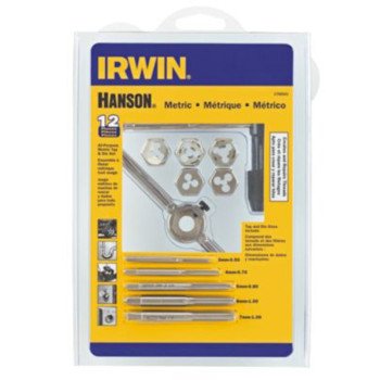 Irwin HANSON 1765541 Tap and Hex Die Set, 12-Piece, Carbon Steel