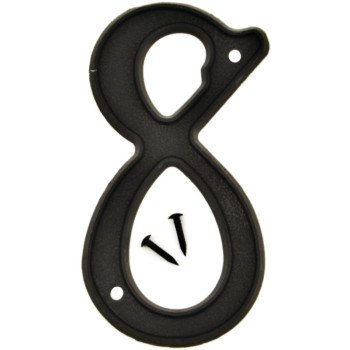 Hy-Ko PN-29/8 House Number, Character: 8, 4 in H Character, Black Character, Plastic