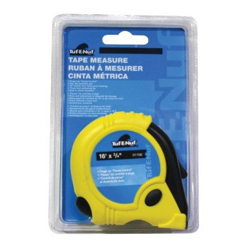 Tuf-E-Nuf 01156 Tape Measure, 16 ft L Blade, 3/4 in W Blade, Rubber Case