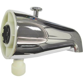 ProSource PMB-048 Bathtub Spout with Diverter, 5-1/4 in L, 3/4 x 1/2 in Connection, IPS, Zinc, Chrome Plated