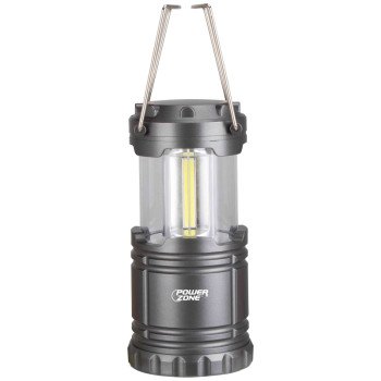 PowerZone LP-6378-COB Collapsible Camping Lantern, LED Lamp, White, ABS, Silvery Black Gun-Metal Finish