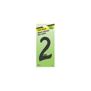 Hy-Ko BK-40/2 House Number, Character: 2, 4 in H Character, Black Character, Zinc