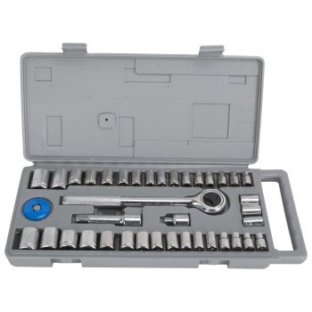 Vulcan TG040-2 Socket Set, Carbon Steel, Chrome, Silver