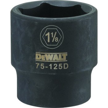 DEWALT DWMT75125OSP Deep Impact Socket, 1-1/8 in Socket, 1/2 in Drive, 6-Point, Steel, Black Oxide