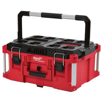 Milwaukee PACKOUT 48-22-8425 Tool Box, 100 lb, Polymer, Red, 22.1 in L x 16.1 in W x 11.3 in H Outside