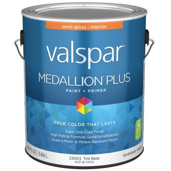 Valspar Medallion Plus 2700 028.0024003.007 Latex Paint, Acrylic Base, Semi-Gloss Sheen, Tint Base, 1 gal