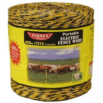 Parmak 122 Electric Fence Wire, 3-Conductor, Aluminum Conductor, Yellow/Black, 1312 ft L