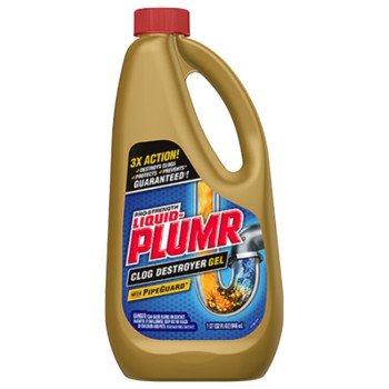 Liquid-Plumr 00243 Clog Remover, Liquid, Pale Yellow, Bleach, 32 oz Bottle