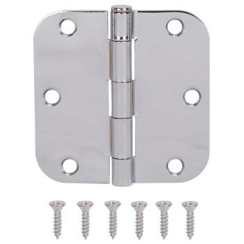 ProSource 20347BCX Door Hinge, Steel, Chrome, Loose Pin, 180 deg Range of Motion, Screw Mounting