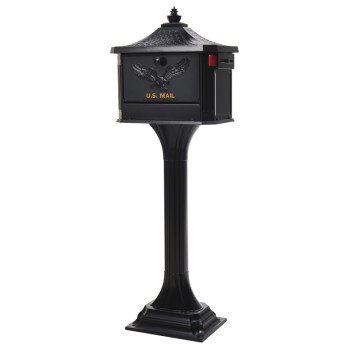 Gibraltar Mailboxes PED0000B Mailbox Post Combo, 1250 cu-in Mailbox, Aluminum Mailbox, Aluminum Post, Black