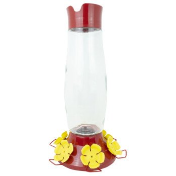 Perky-Pet 9214-6 Bird Feeder, Top-Fill, 48 oz, Nectar, 6-Port/Perch, Plastic, Red, 16.9 in H, Hanging Mounting