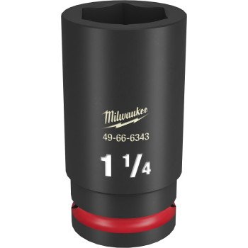 Milwaukee SHOCKWAVE Impact Duty Series 49-66-6343 Deep Impact Socket, 1-1/4 in Socket, 3/4 in Drive, Square Drive