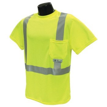 Radians ST11-2PGS-XL Safety T-Shirt, XL, Polyester, Green, Short Sleeve