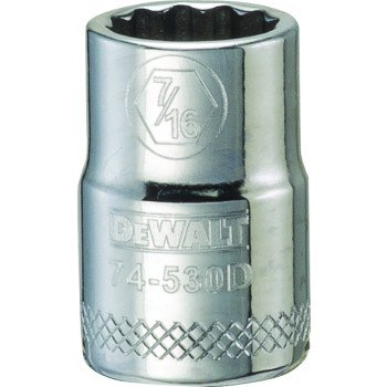 DEWALT DWMT74530OSP Hand Socket, 7/16 in Socket, 3/8 in Drive, 12-Point, Vanadium Steel, Polished Chrome