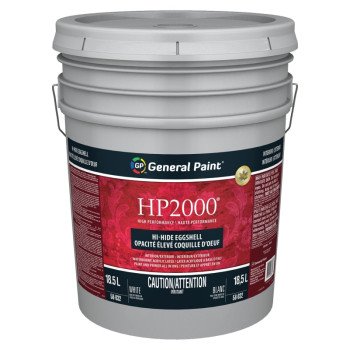 General Paint HP2000 58-032-20 Exterior Paint, Eggshell, White, 5 gal Pail