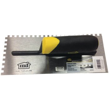 M-D 49110 Tile Installation Trowel, 1/4 in W x 1/4 in D Notch, 11 in L, 4-1/2 in W, Square Notch, Comfort-Grip Handle