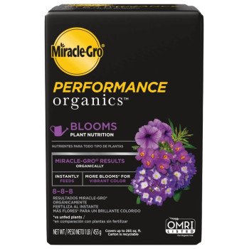 Miracle-Gro Performance Organics 3005410 Plant Nutrition, 1 lb Box, Solid, 8-8-8 N-P-K Ratio