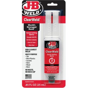 J-B Weld 50112 Epoxy Adhesive, Clear, Liquid, 25 mL, Syringe