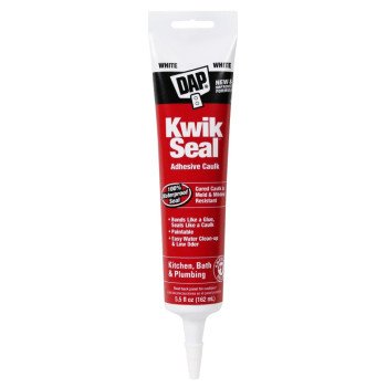 DAP KWIK SEAL 18001 Adhesive Caulk, White, -20 to 150 deg F, 5.5 oz Tube