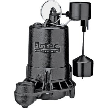 Flotec Professional Series E50VLT Sump Pump, 1-Phase, 6 A, 115 V, 0.5 hp, 1-1/2 in Outlet, 22 ft Max Head, 1020 gph