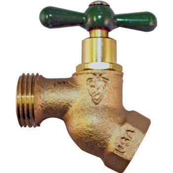 Arrowhead Brass 253LF Hose Bibb, 1/2 x 3/4 in Connection, FIP x Male Hose Thread, 125 psi Pressure, Bronze Alloy Body