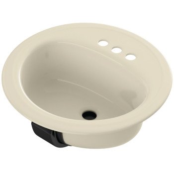 Bootz Laurel Series 021-2435-06 Lavatory Sink, Round Basin, 3-Deck Hole, 19 in OAW, 19 in OAH, 7-13/16 in OAD, Steel