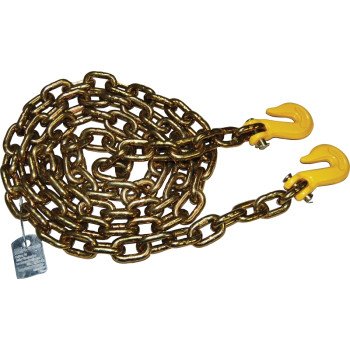 Ancra 50364-38-10 Chain Assembly with Clevis Hook, 3/8 in, 10 ft L, 6600 lb Working Load, 70 Grade, Carbon Alloy Steel