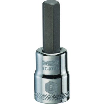 DEWALT DWMT87975OSP Fractional Hex Bit Socket, 8 mm Tip, 3/8 in Drive, Polished Chrome Vanadium, 1-31/32 in OAL