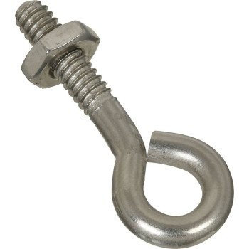 National Hardware N221-556 Eye Bolt, #10-24 Thread, 3/4 in L Thread, 0.28 in ID Dia Eye, 0.91 in L Shank